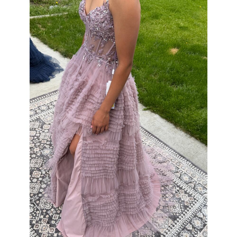 Colors Style 3515 Mauve Ruffle Tulle Ball Gown Prom Dress Size 6 NWT
